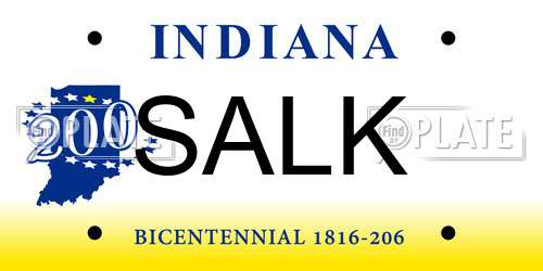 SALK Indiana License Plate
