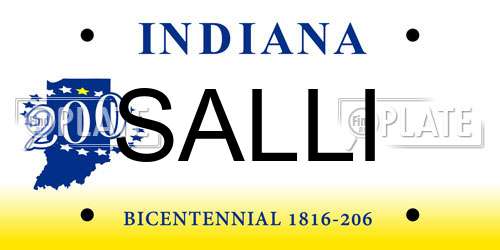 SALLI Indiana License Plate