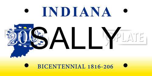 SALLY Indiana License Plate