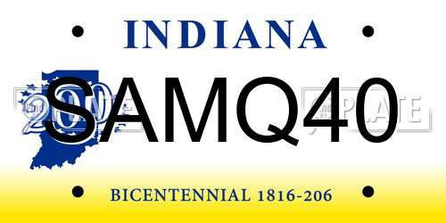 SAMQ40 Indiana License Plate