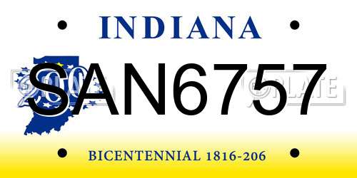 SAN6757 Indiana License Plate