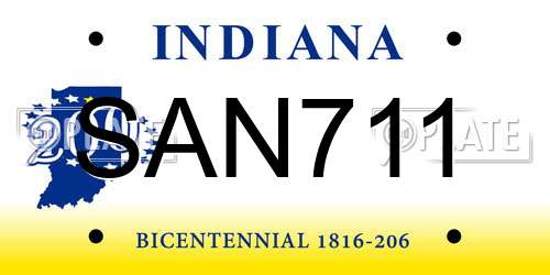 SAN711 Indiana License Plate