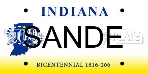 SANDE Indiana License Plate