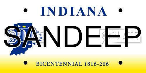 SANDEEP Indiana License Plate