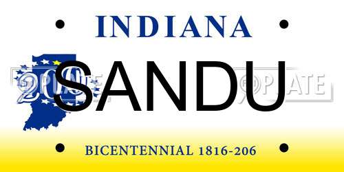 SANDU Indiana License Plate