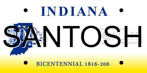 SANTOSH Indiana License Plate