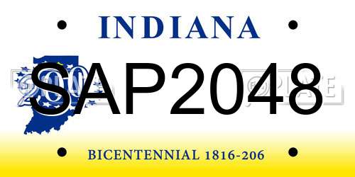 SAP2048 Indiana License Plate
