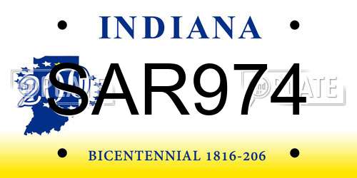 SAR974 Indiana License Plate