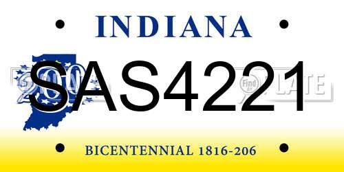 SAS4221 Indiana License Plate