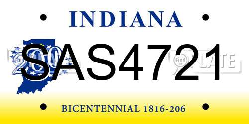 SAS4721 Indiana License Plate