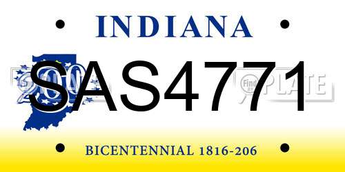 SAS4771 Indiana License Plate