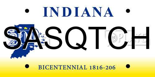 SASQTCH Indiana License Plate