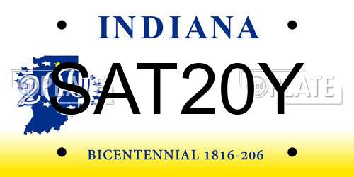 SAT20Y Indiana License Plate