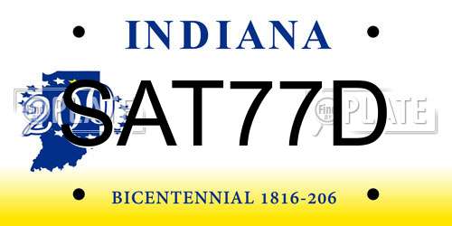 SAT77D Indiana License Plate