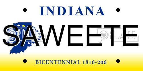 SAWEETE Indiana License Plate