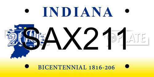 SAX211 Indiana License Plate