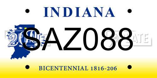 SAZ088 Indiana License Plate