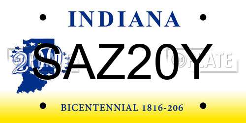 SAZ20Y Indiana License Plate