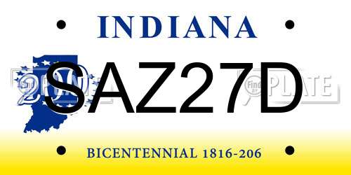 SAZ27D Indiana License Plate