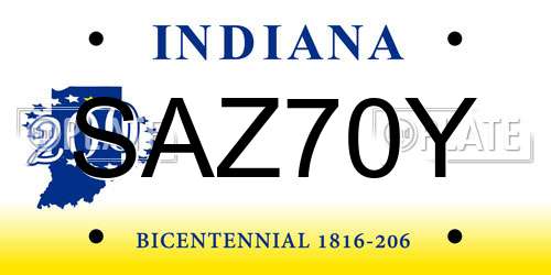 SAZ70Y Indiana License Plate