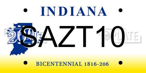 SAZT10 Indiana License Plate