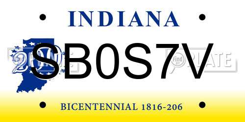 SB0S7V Indiana License Plate