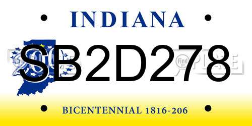 SB2D278 Indiana License Plate