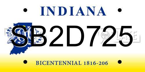 SB2D725 Indiana License Plate