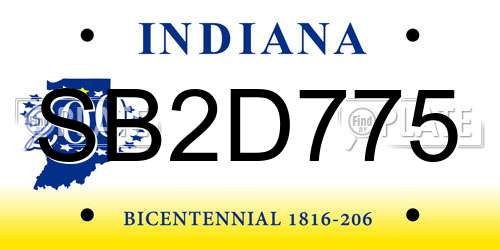 SB2D775 Indiana License Plate