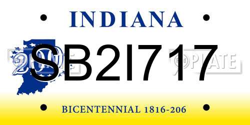 SB2I717 Indiana License Plate