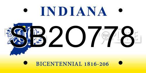 SB2O778 Indiana License Plate