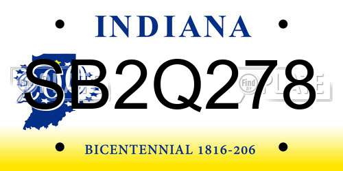 SB2Q278 Indiana License Plate