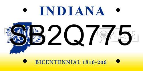 SB2Q775 Indiana License Plate