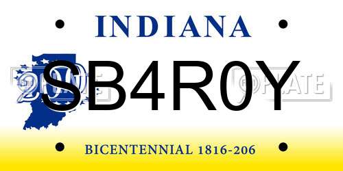 SB4R0Y Indiana License Plate