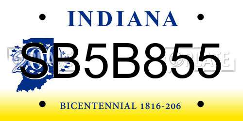 SB5B855 Indiana License Plate
