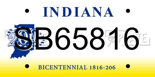 SB65816 Indiana License Plate