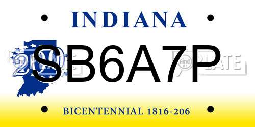 SB6A7P Indiana License Plate