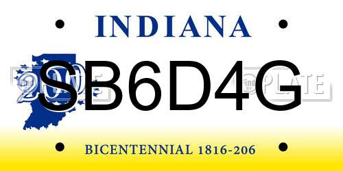 SB6D4G Indiana License Plate