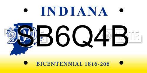 SB6Q4B Indiana License Plate