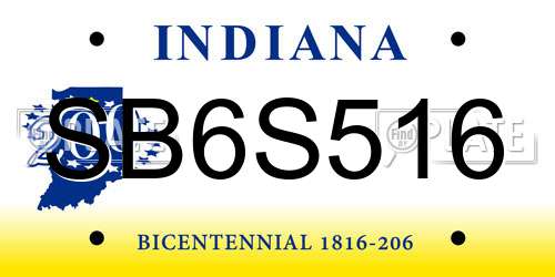 SB6S516 Indiana License Plate
