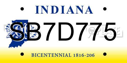SB7D775 Indiana License Plate