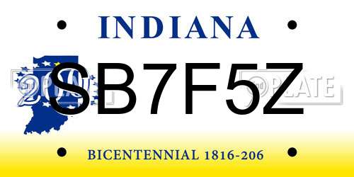 SB7F5Z Indiana License Plate