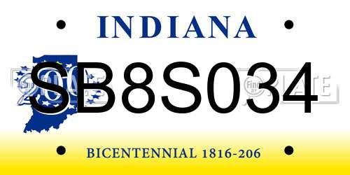 SB8S034 Indiana License Plate