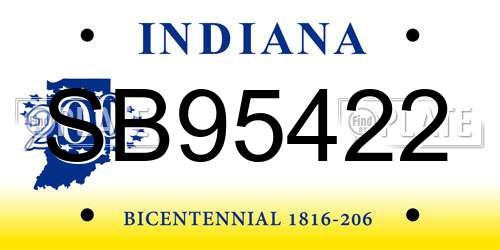 SB95422 Indiana License Plate