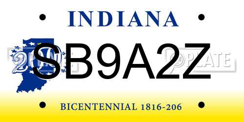 SB9A2Z Indiana License Plate