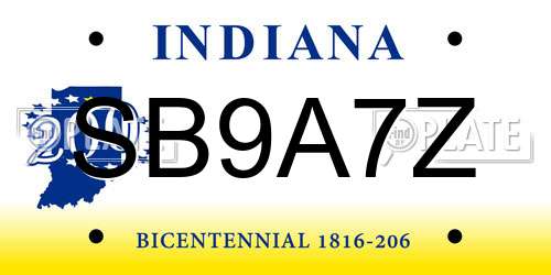 SB9A7Z Indiana License Plate