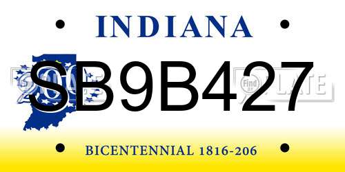 SB9B427 Indiana License Plate