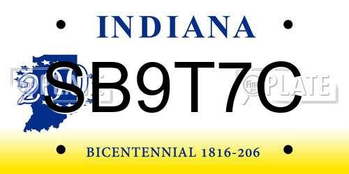 SB9T7C Indiana License Plate