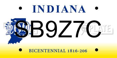 SB9Z7C Indiana License Plate