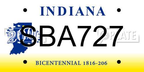 SBA727 Indiana License Plate